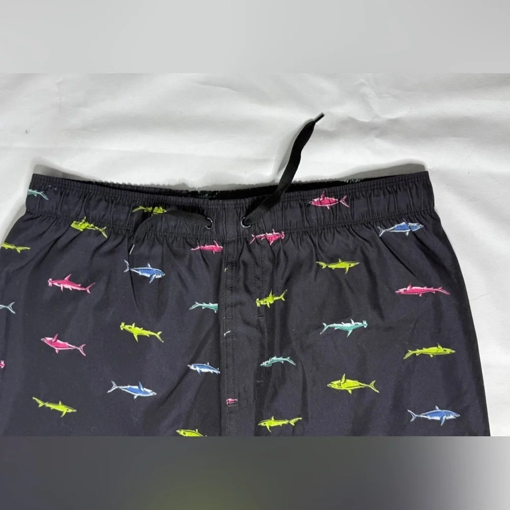 Hurley Boy's Black Swim Trunks Sz:XL Shark Theme Back Pocket